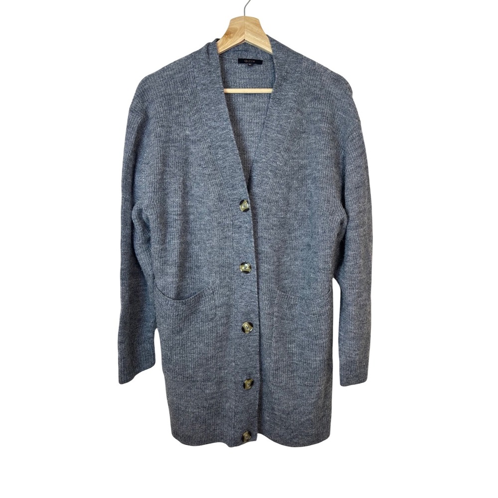 Quince Cardigan Sweater Women's XL Gray Oversized Alpaca Wool Button Front Cozy